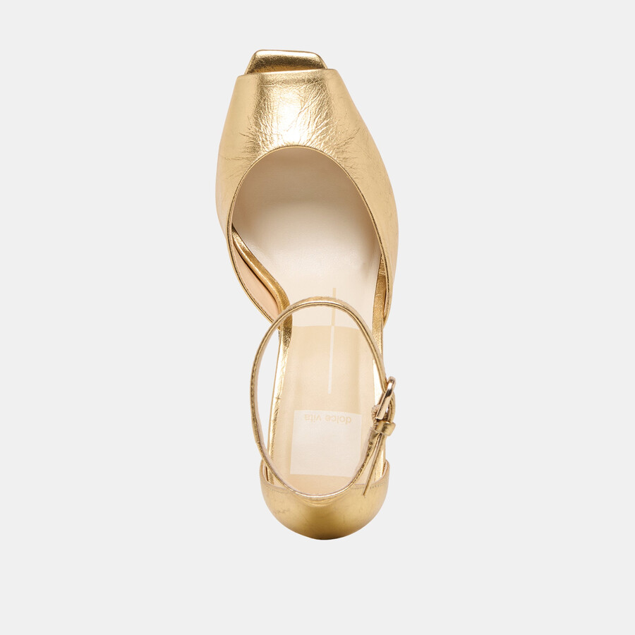 serlo heels gold crinkle patent