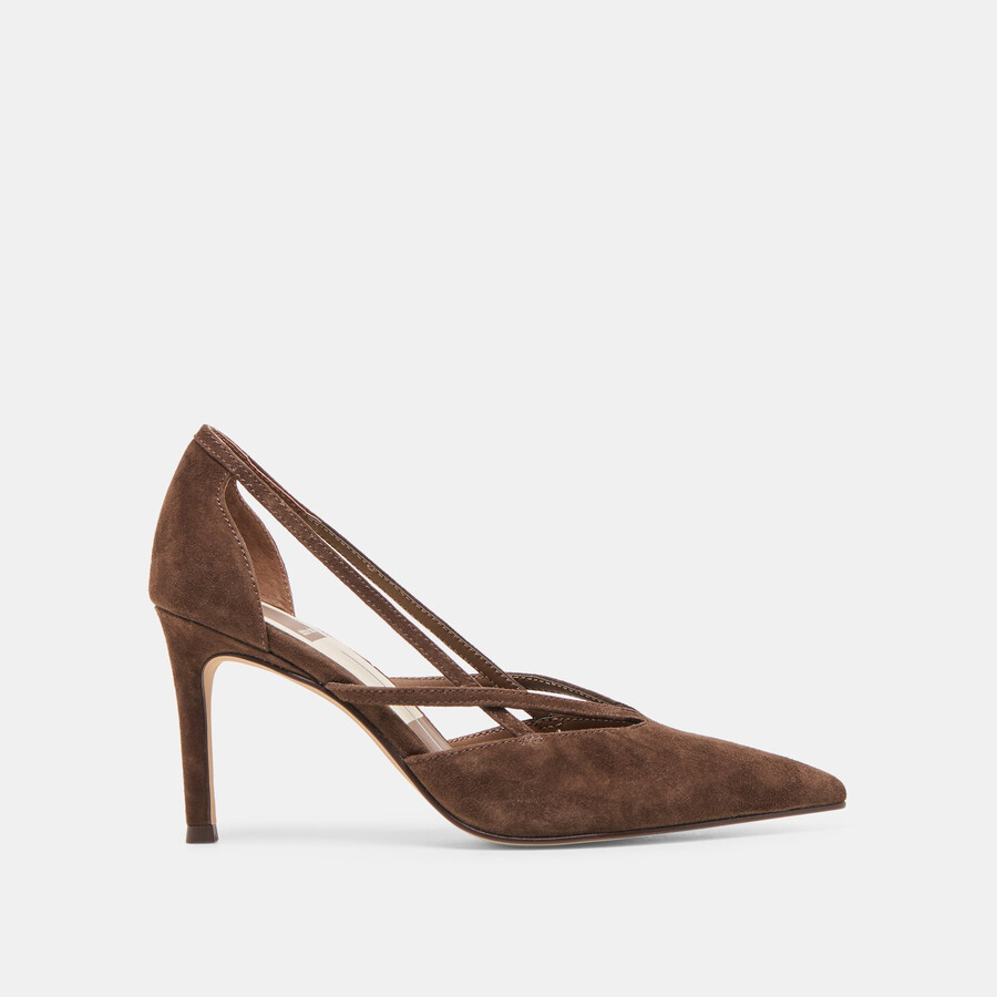 tacchi kaine in pelle scamosciata marrone scuro