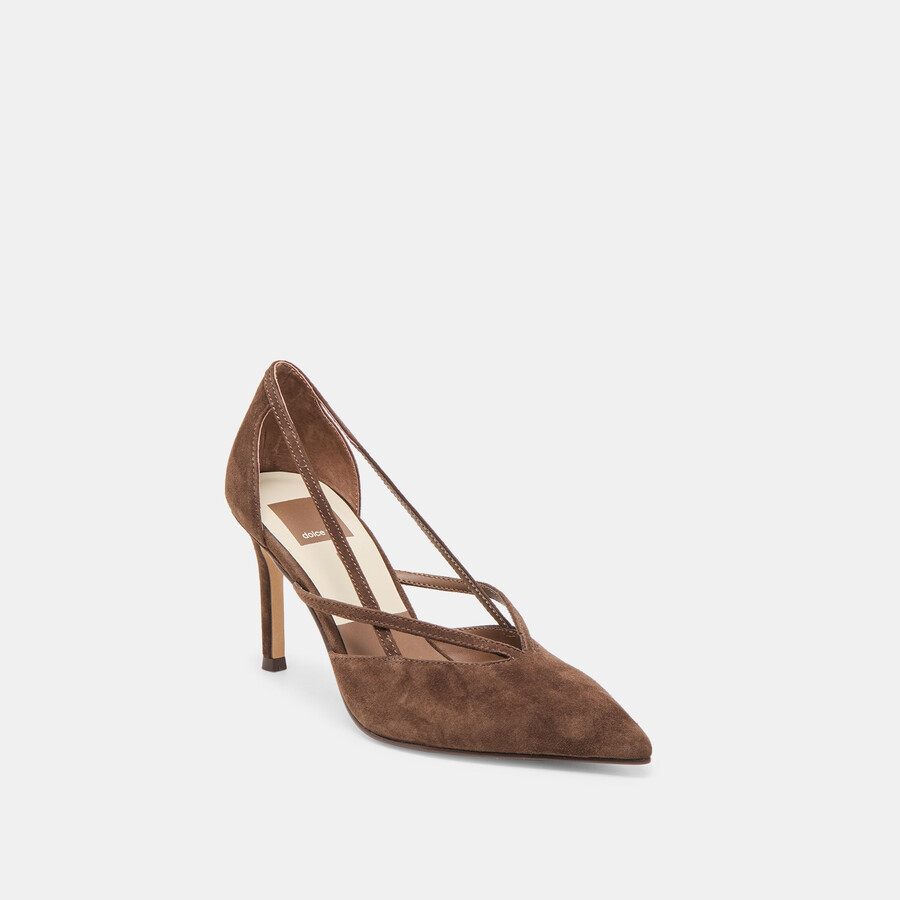 tacchi kaine in pelle scamosciata marrone scuro