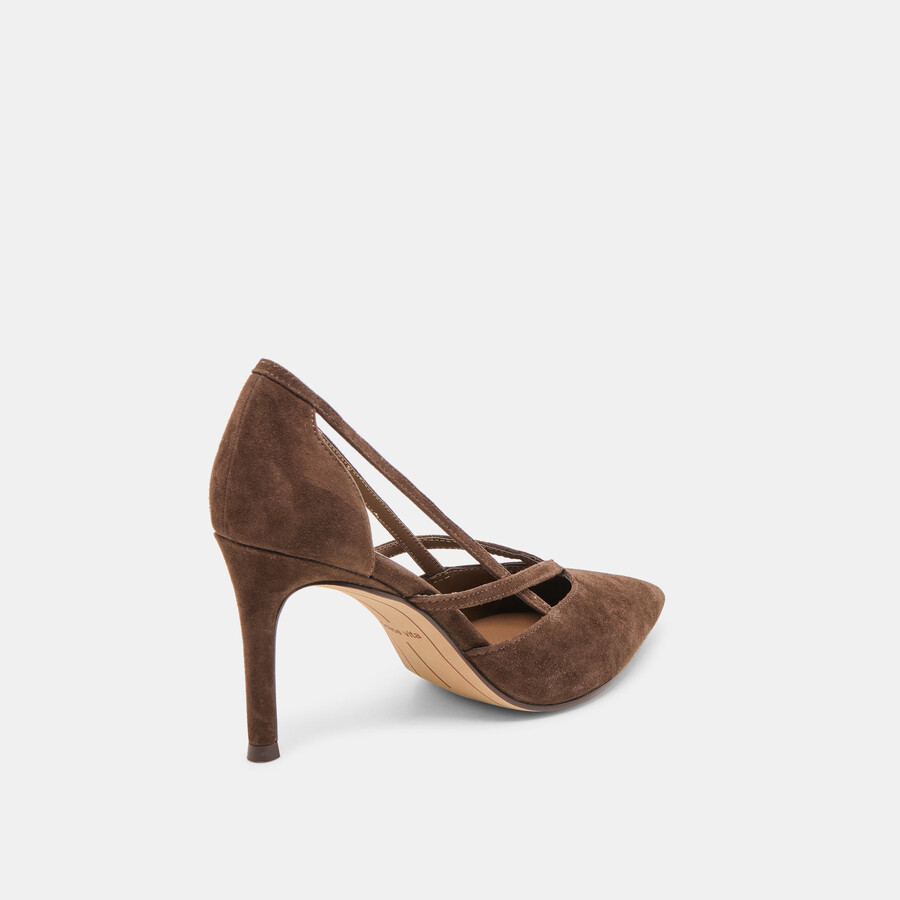 tacchi kaine in pelle scamosciata marrone scuro