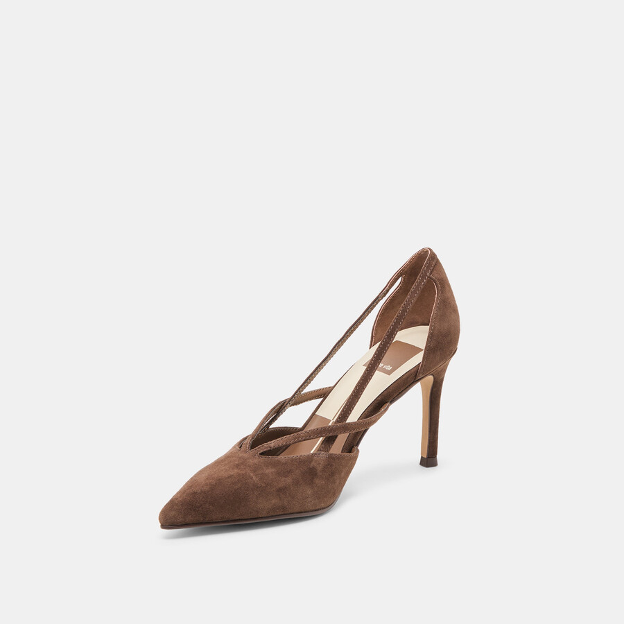 tacchi kaine in pelle scamosciata marrone scuro