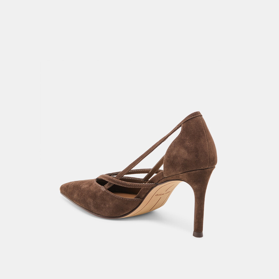 tacchi kaine in pelle scamosciata marrone scuro
