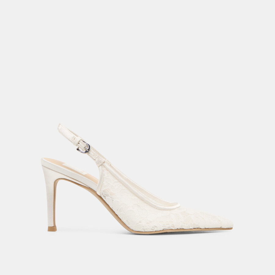 yami heels true white lace