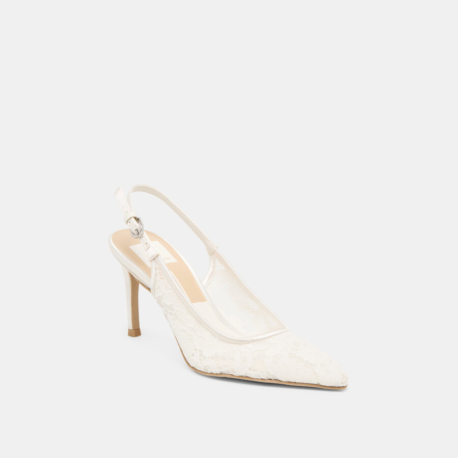 yami heels true white lace