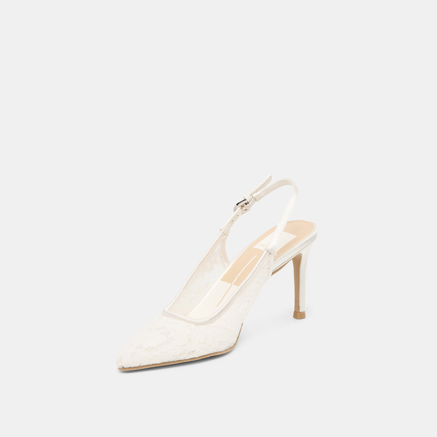 yami heels true white lace