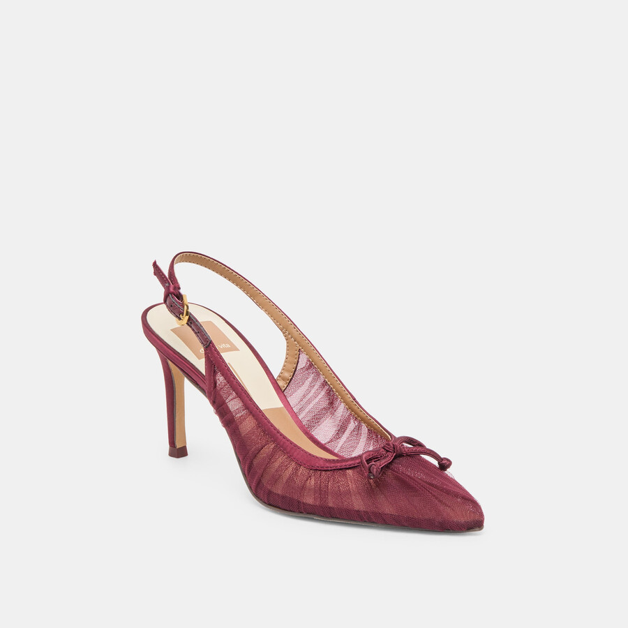 yela heels cranberry tulle