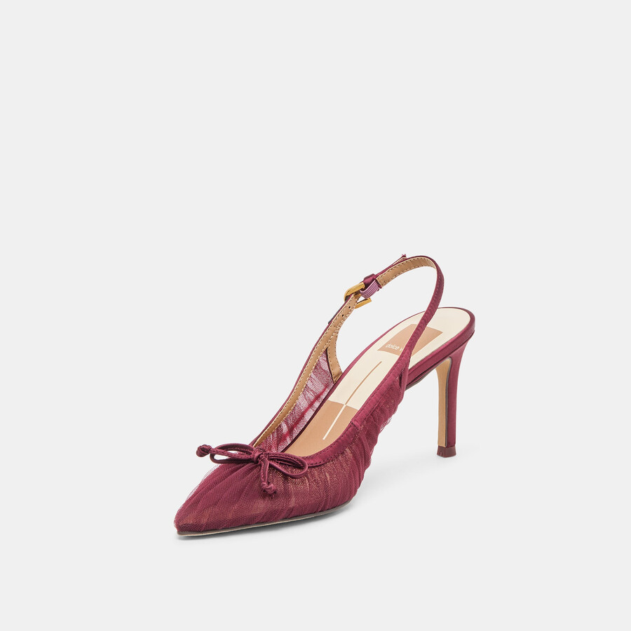 yela heels cranberry tulle