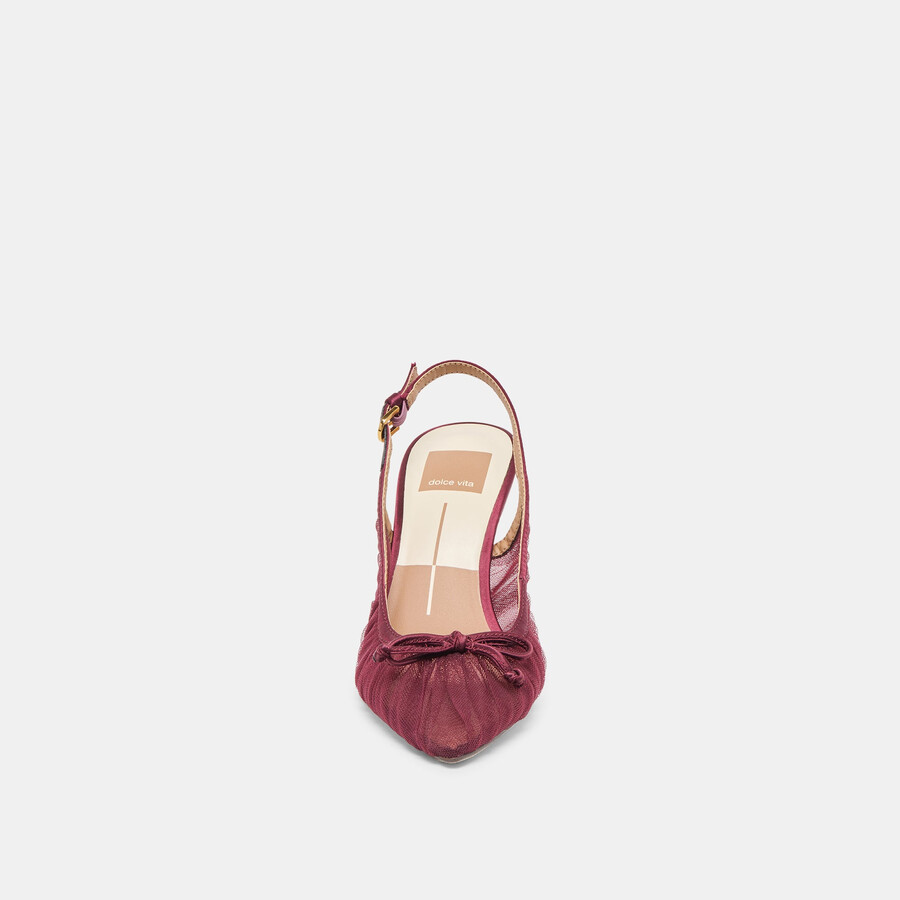 yela heels cranberry tulle