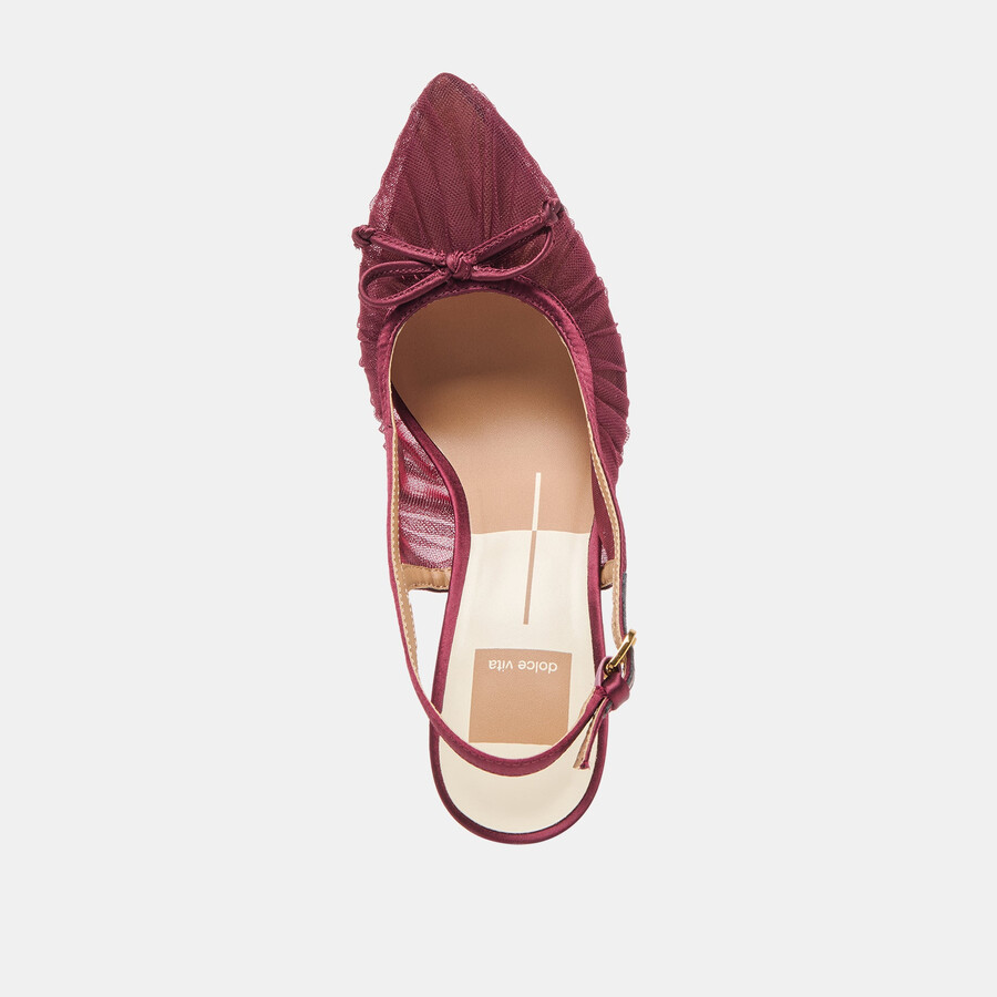 yela heels cranberry tulle