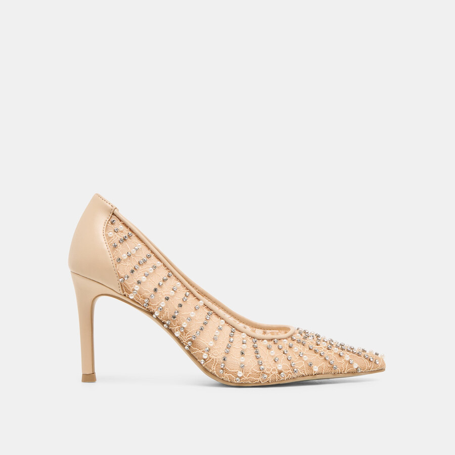 tacchi kashe pearl in pizzo rosa e rete