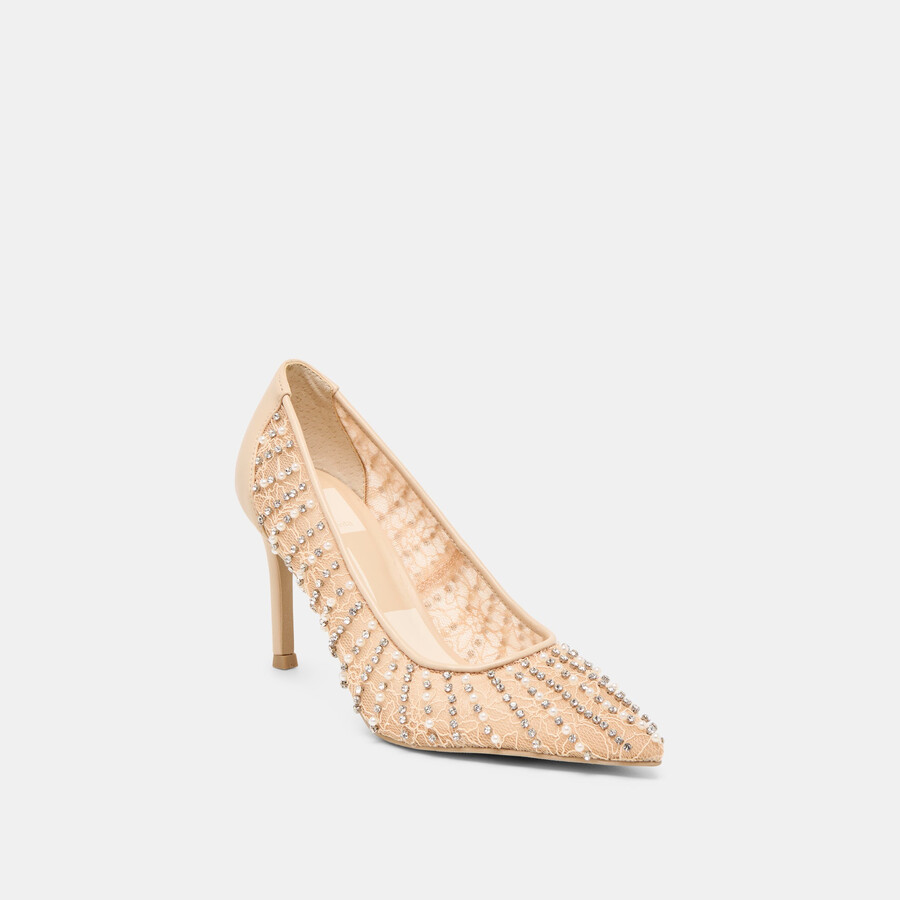 tacchi kashe pearl in pizzo rosa e rete