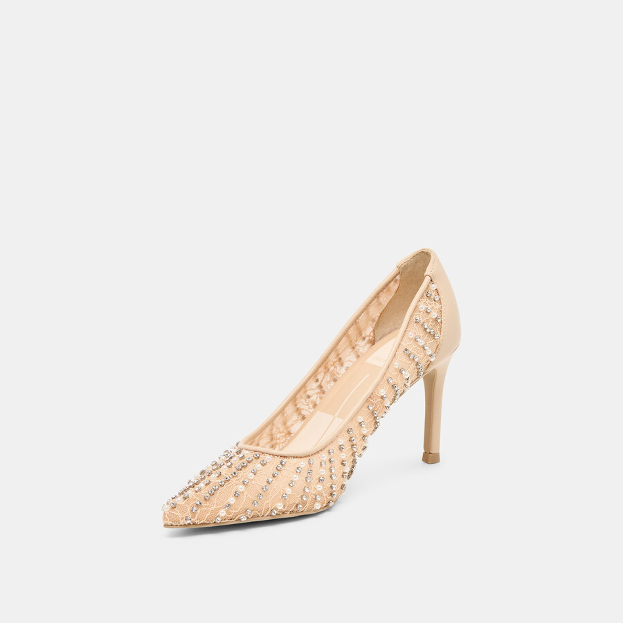 tacchi kashe pearl in pizzo rosa e rete