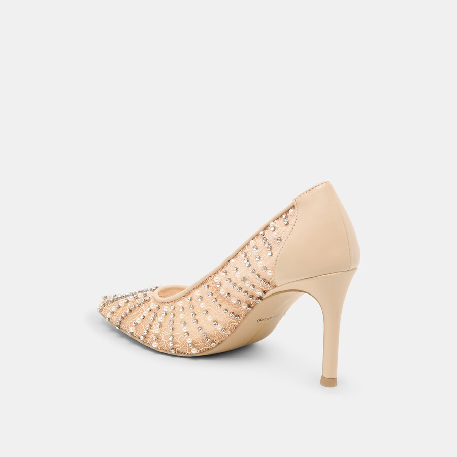 tacchi kashe pearl in pizzo rosa e rete