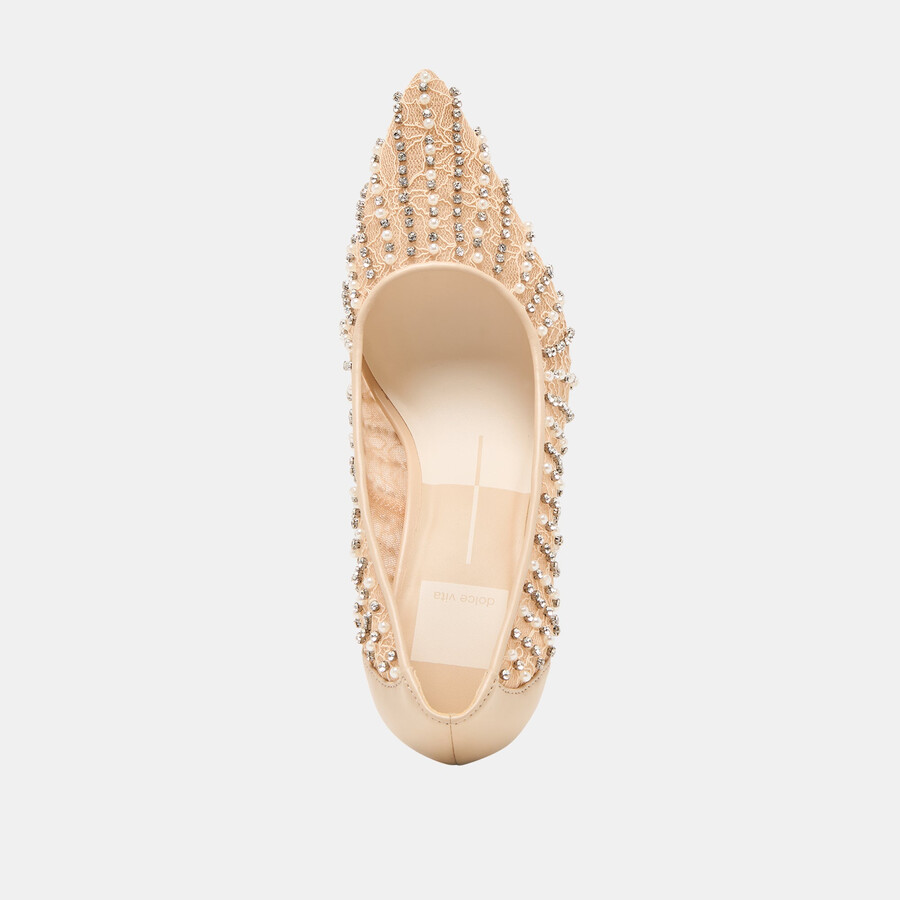 tacchi kashe pearl in pizzo rosa e rete