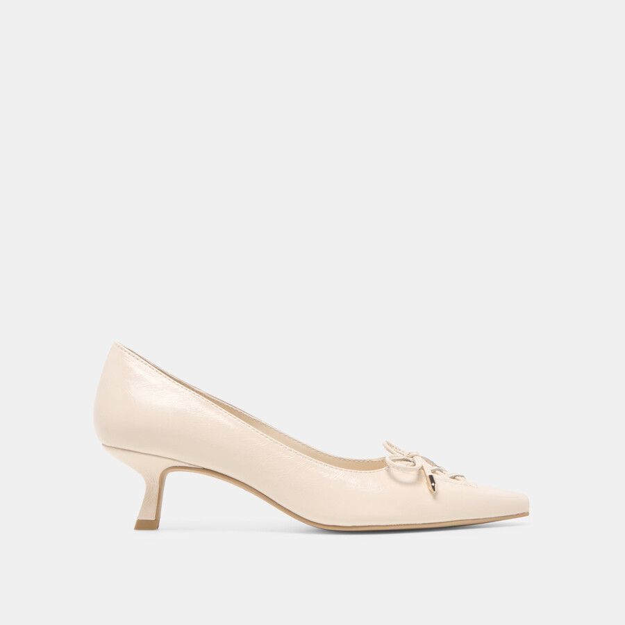 clarie heels bone crinkle in pelle verniciata