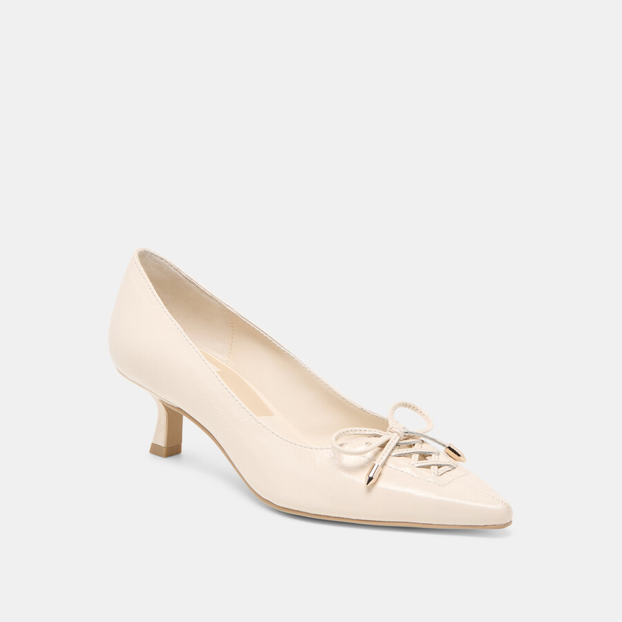 clarie heels bone crinkle in pelle verniciata