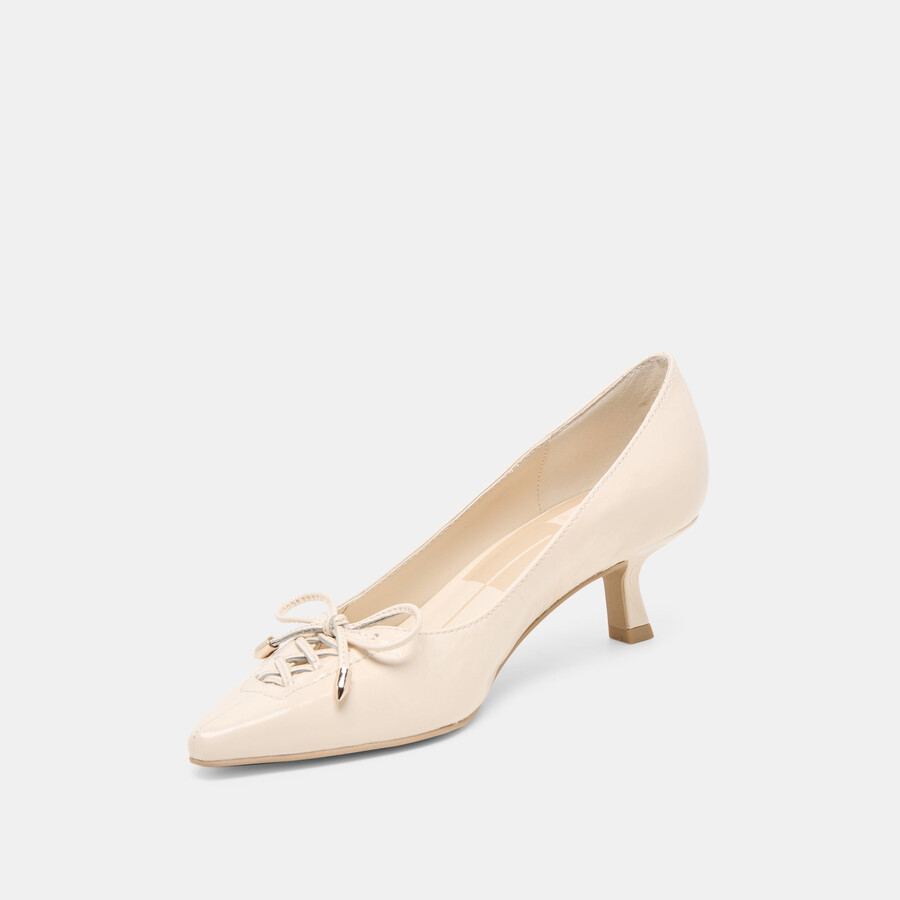 clarie heels bone crinkle in pelle verniciata