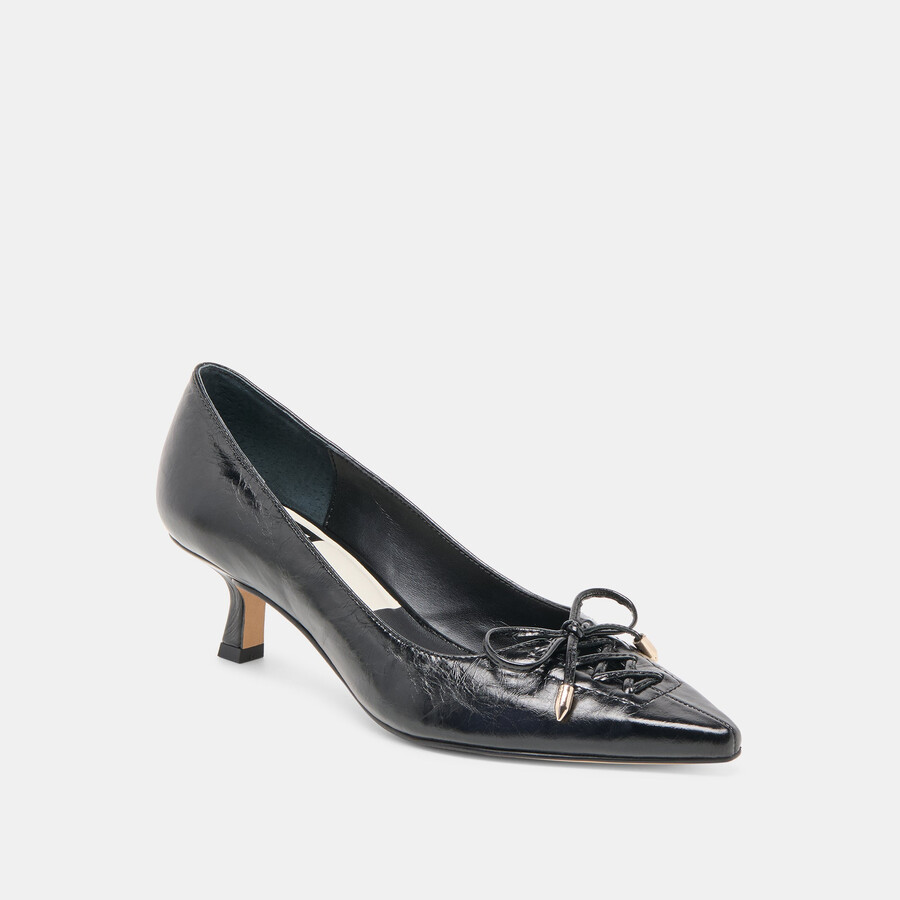 clarie heels midnight crinkle in pelle verniciata