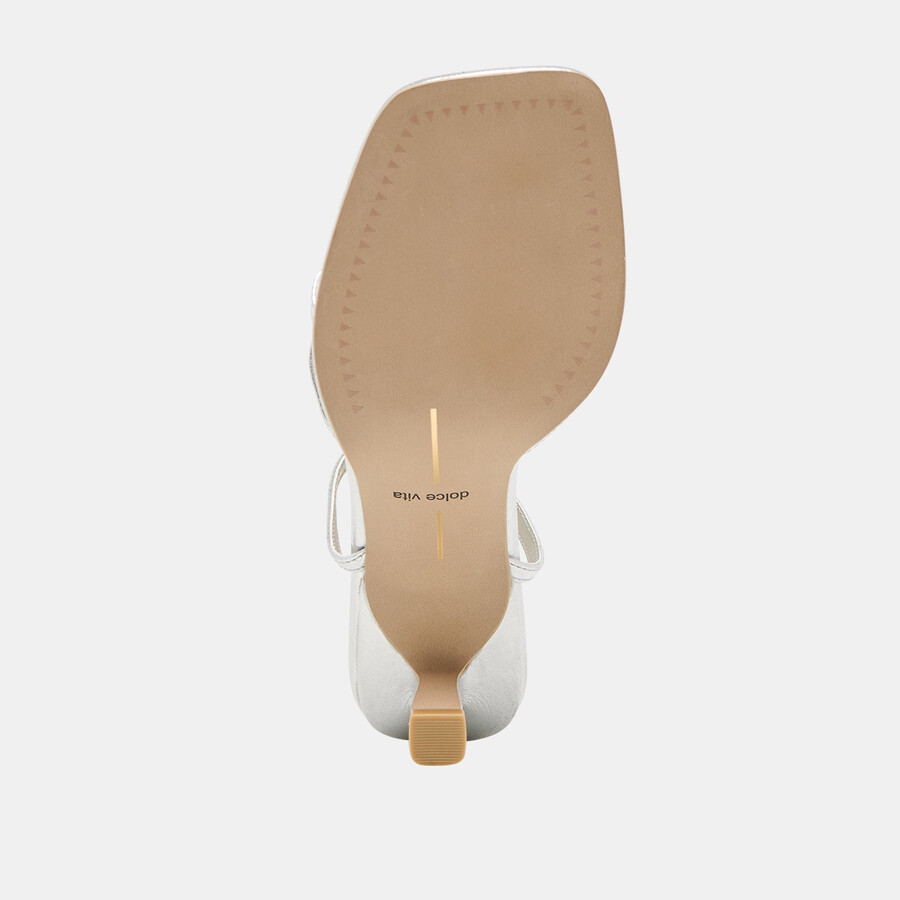 manji heels pelle metallizzata argento