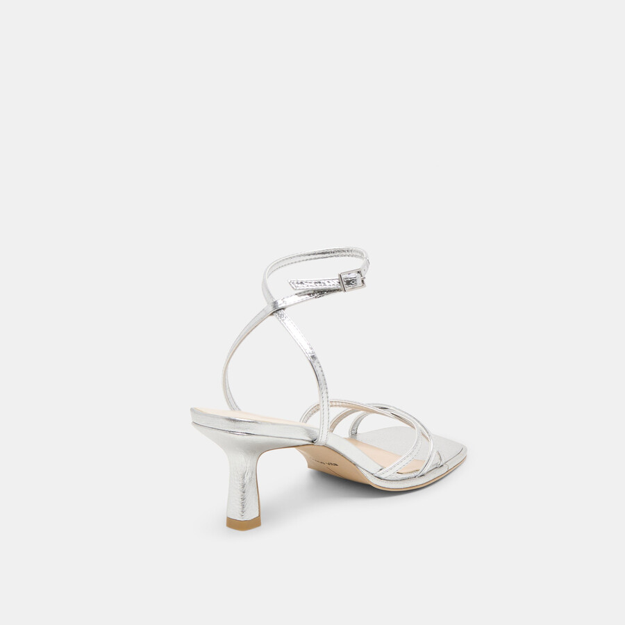 manji heels pelle metallizzata argento