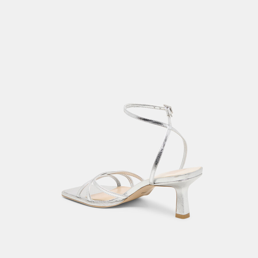 manji heels pelle metallizzata argento