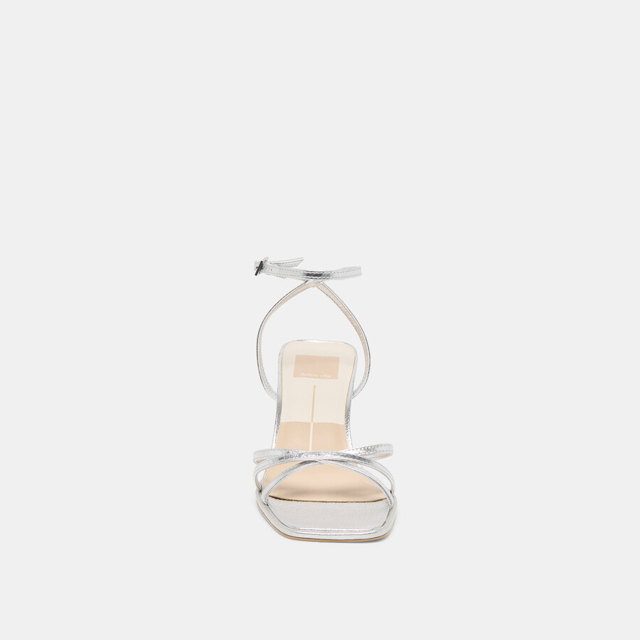 manji heels pelle metallizzata argento