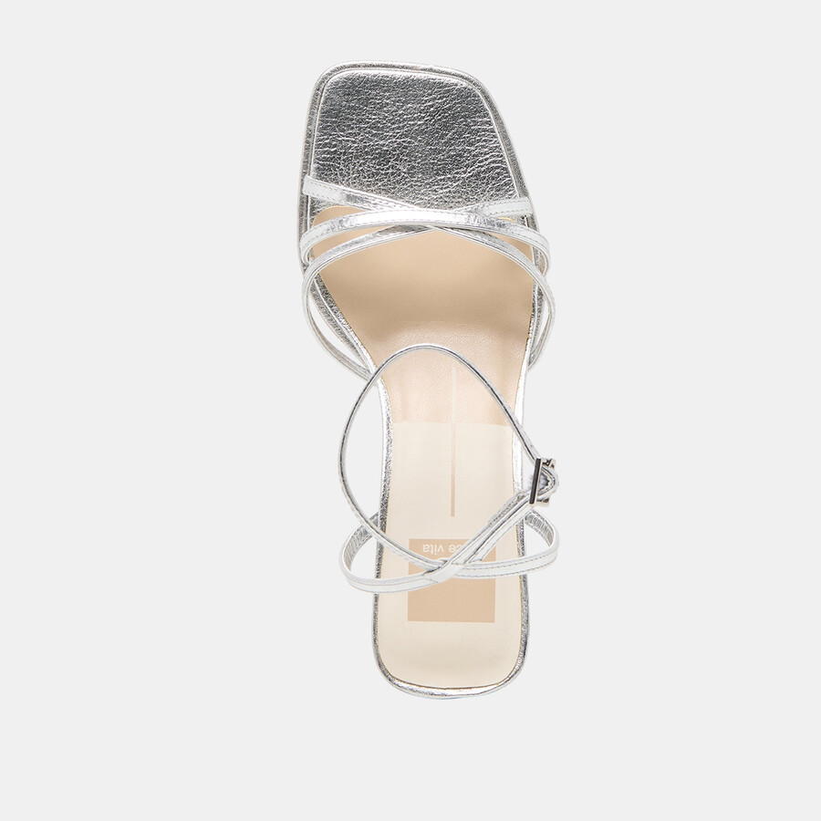 manji heels pelle metallizzata argento