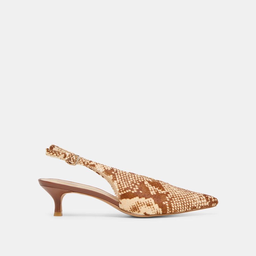 alenna heels brown snake vitello hair