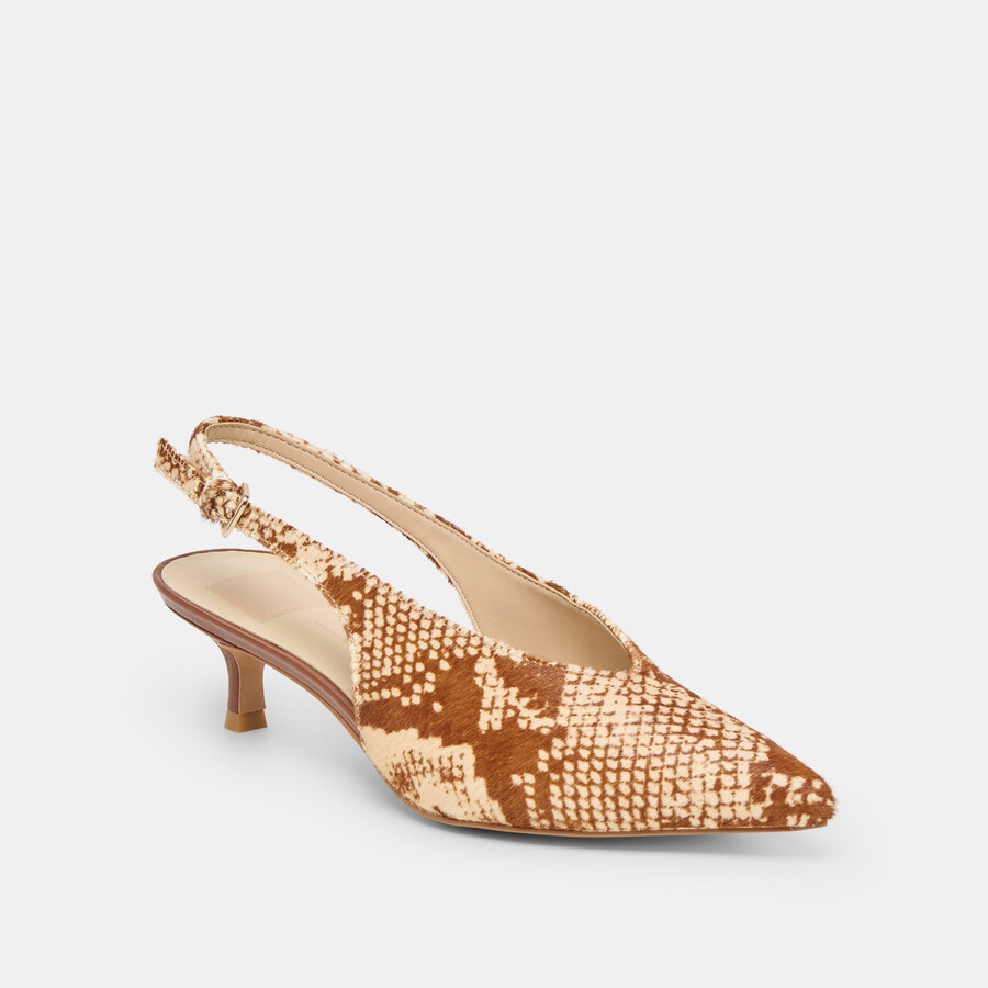 alenna heels brown snake vitello hair