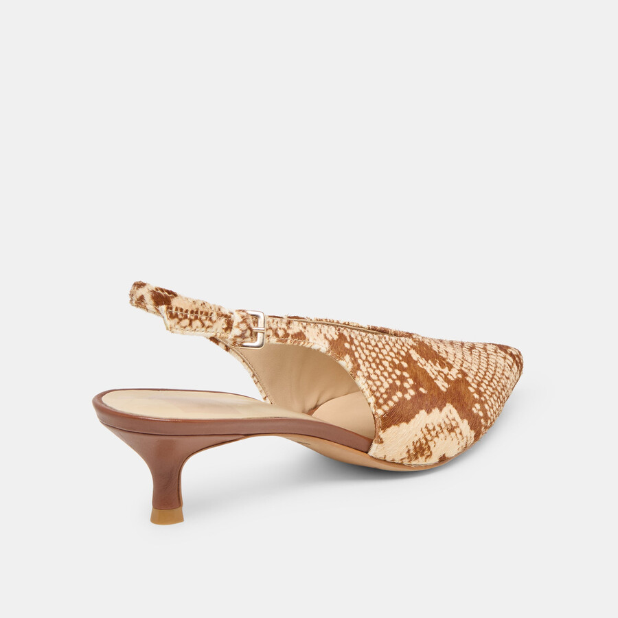 alenna heels brown snake vitello hair