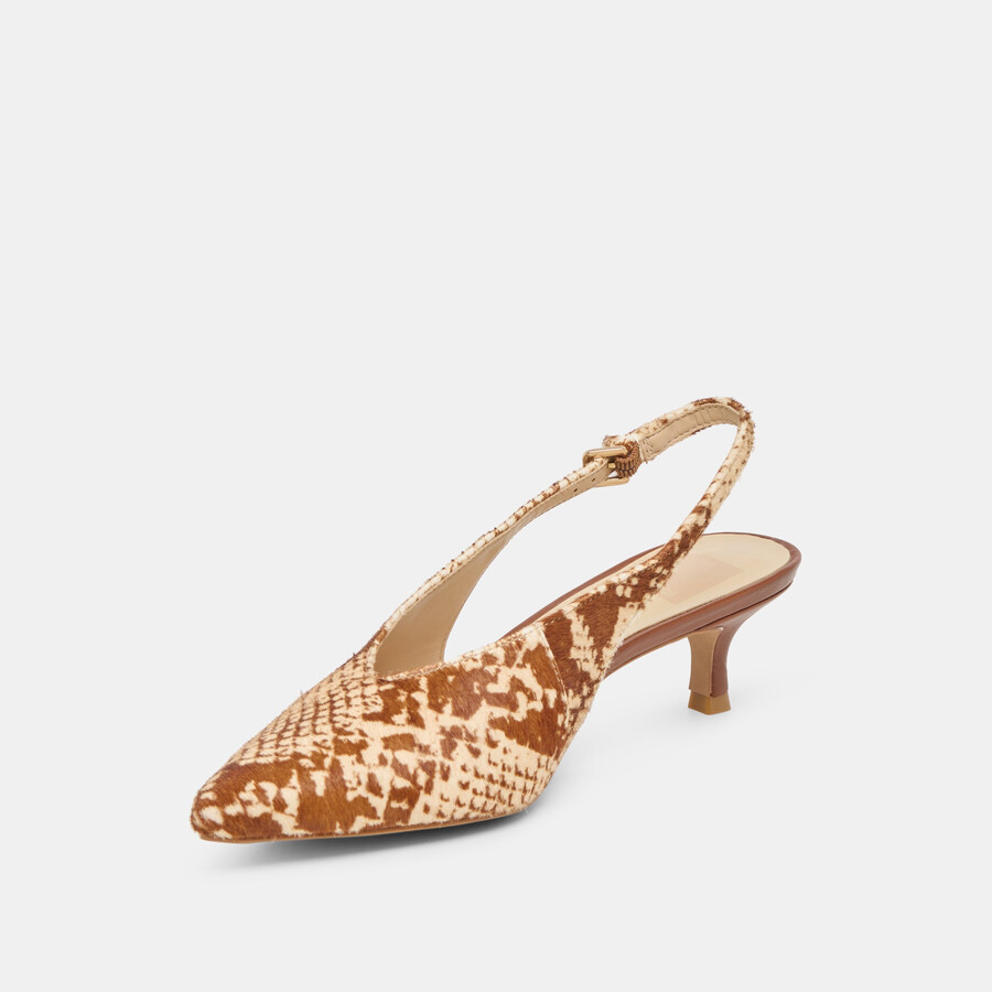 alenna heels brown snake vitello hair