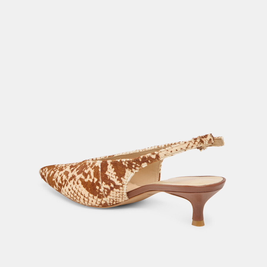 alenna heels brown snake vitello hair
