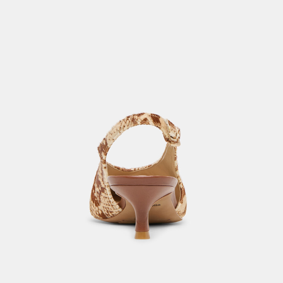 alenna heels brown snake vitello hair