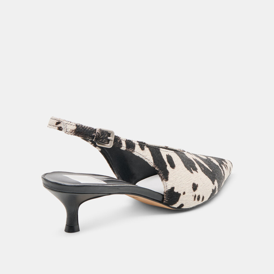 alenna heels nero bianco toro vitello capelli