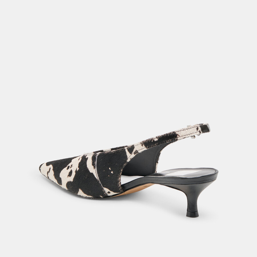 alenna heels nero bianco toro vitello capelli