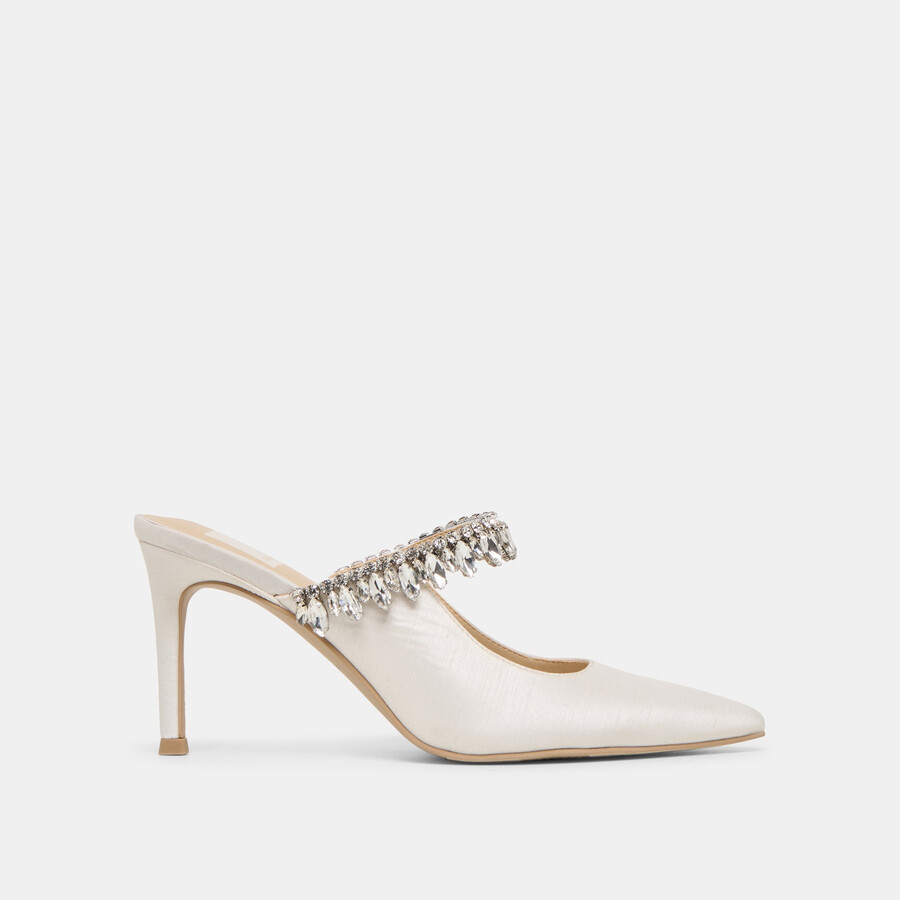 tacchi keli crystal in raso bianco