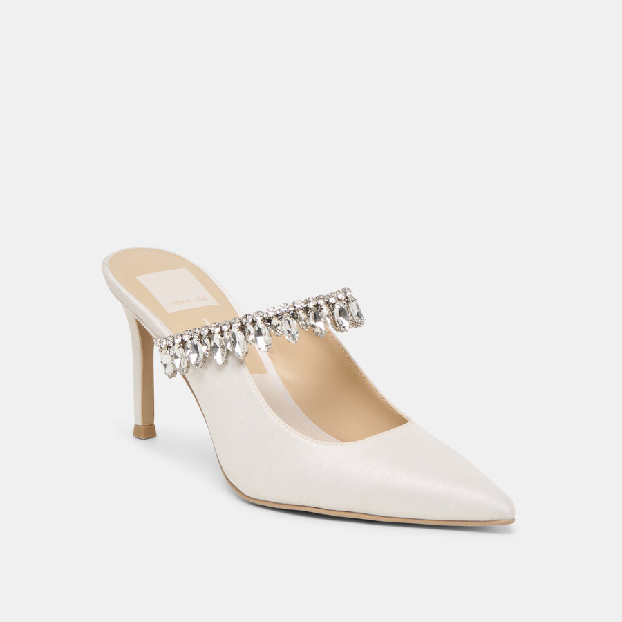 tacchi keli crystal in raso bianco