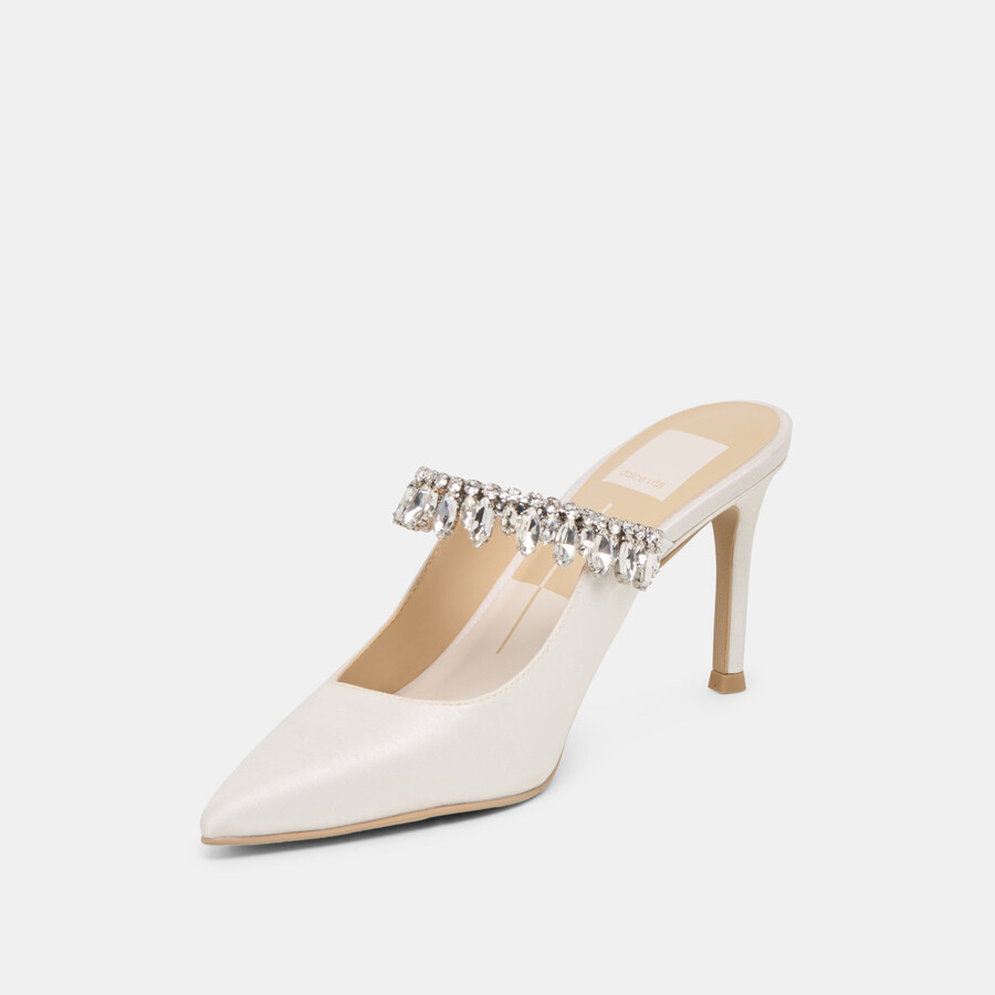 tacchi keli crystal in raso bianco