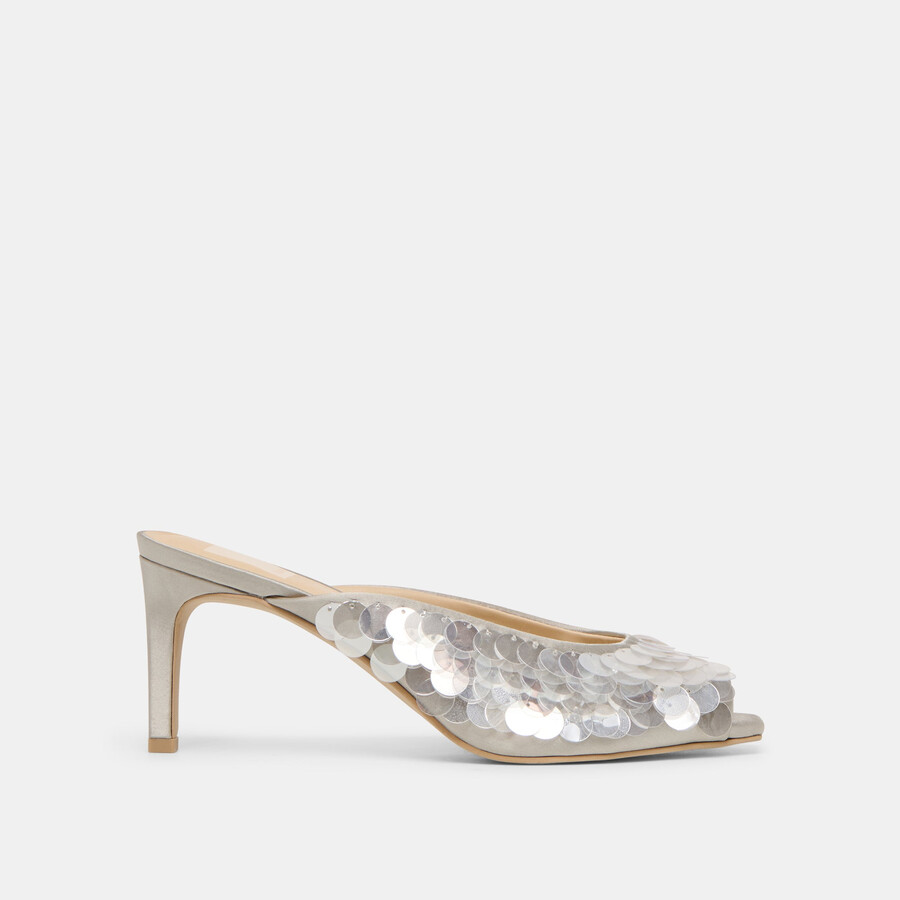 tacchi samary confetti in raso argento