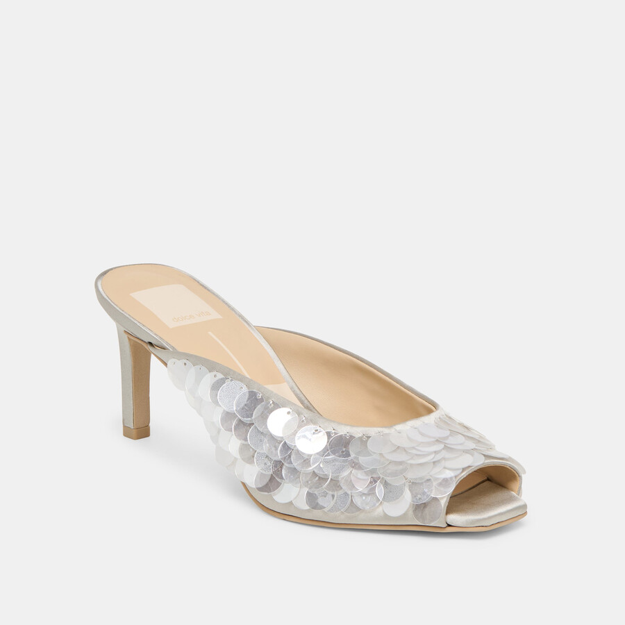 tacchi samary confetti in raso argento