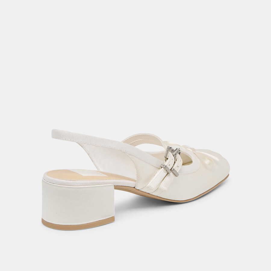 loris heels true white satin