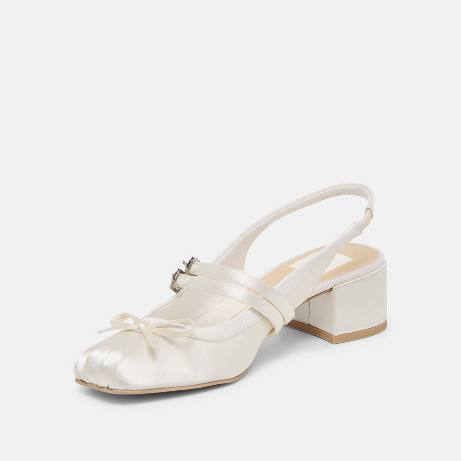 loris heels true white satin