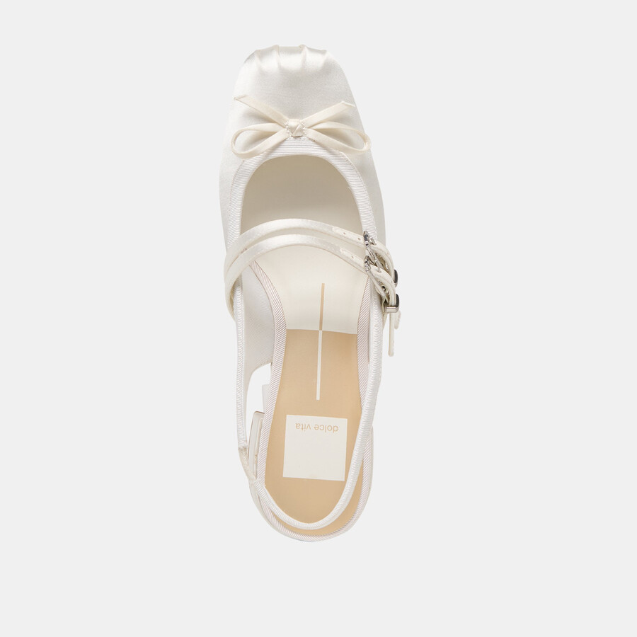 loris heels true white satin