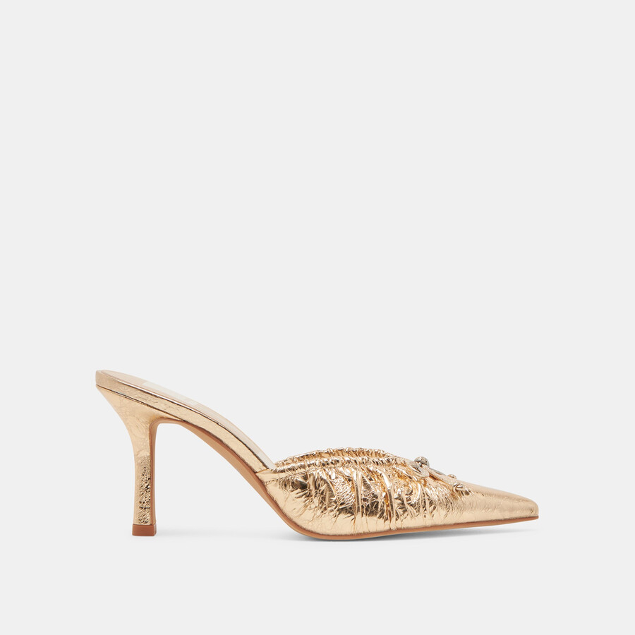 tacchi kairi in pelle invecchiata color oro