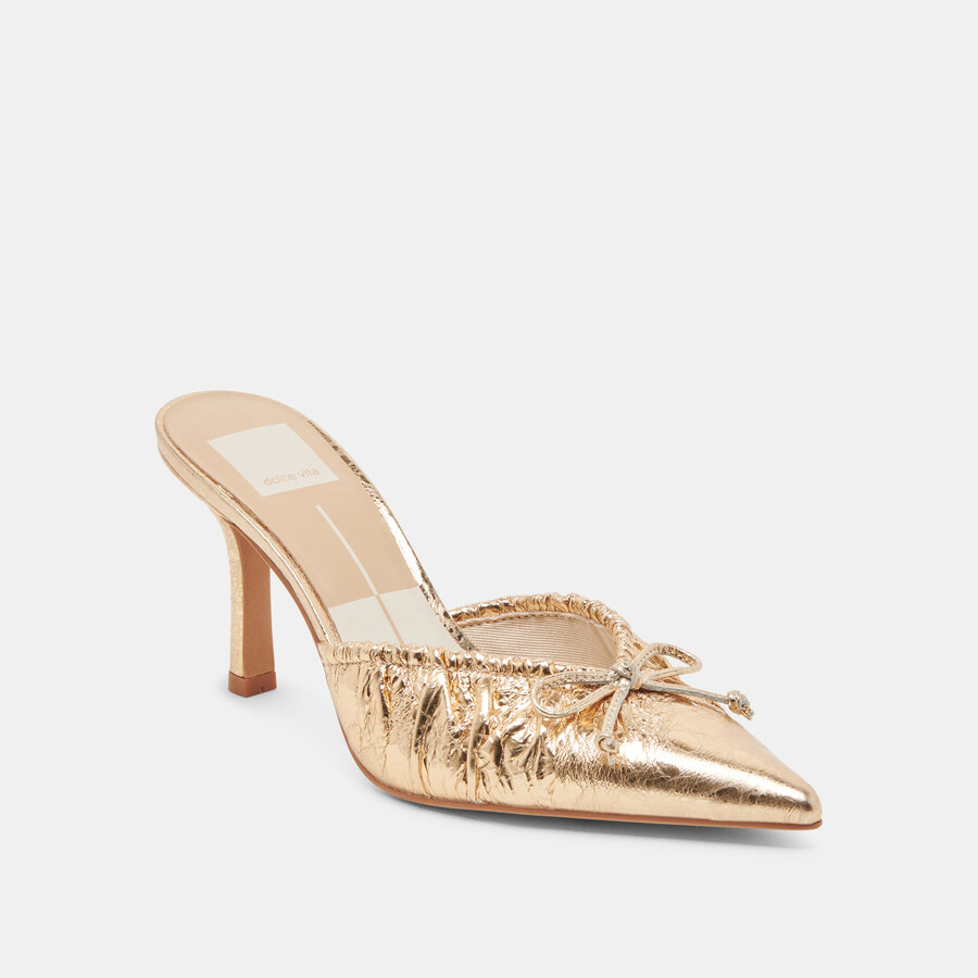 tacchi kairi in pelle invecchiata color oro