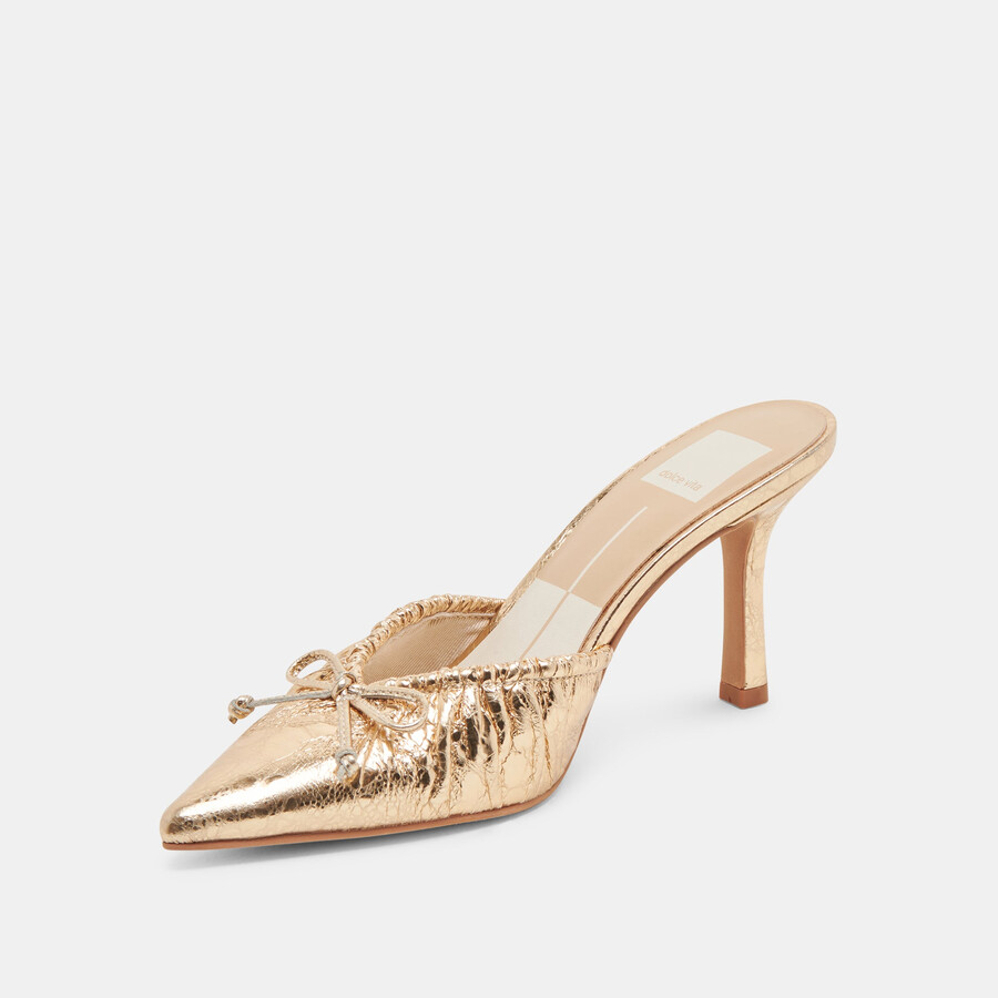 tacchi kairi in pelle invecchiata color oro