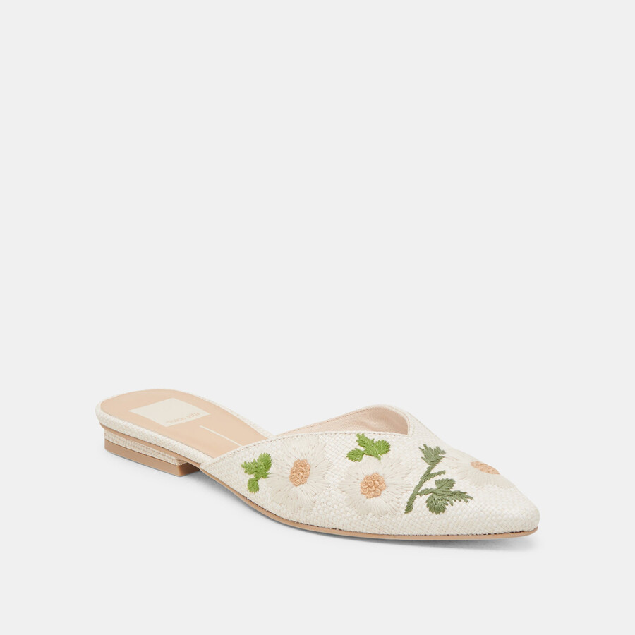 elm flats rafia floreale bianca