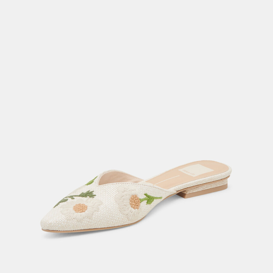 elm flats rafia floreale bianca