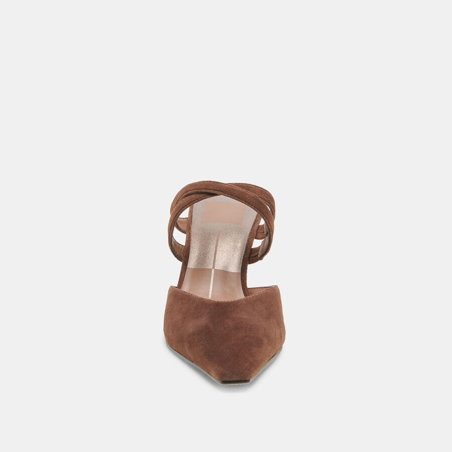 linore heels dk brown suede