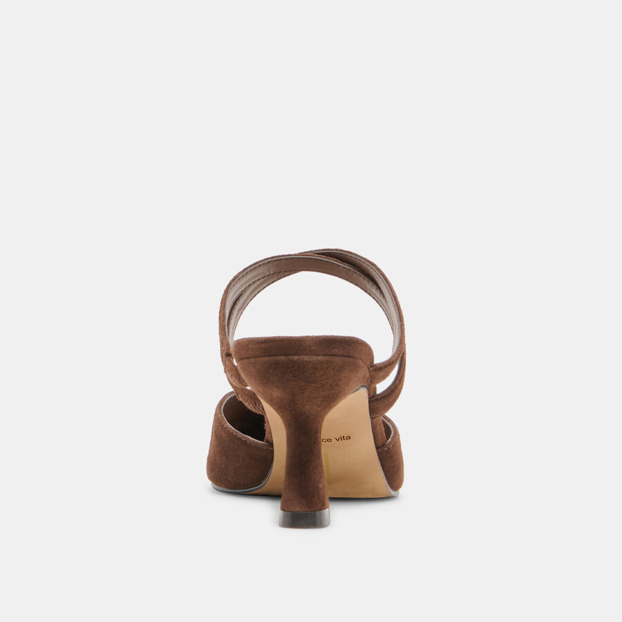 linore heels dk brown suede